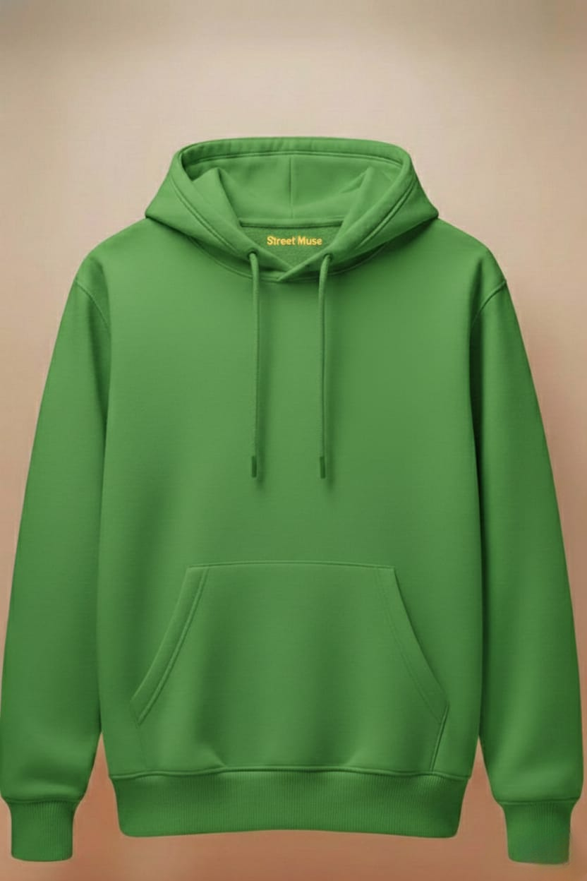Premium 5-Thread Fleece Hoodie –Green | Unisex | Designed for Everyone