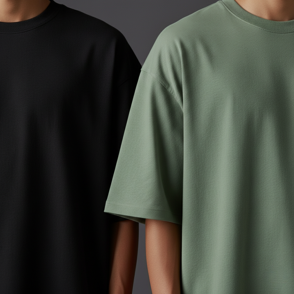 Pack of 2 Oversized t-shirt  (black and sage green)