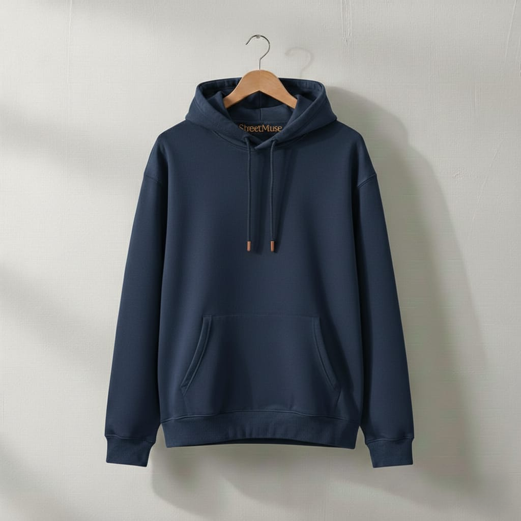 Premium 3-Thread Fleece Hoodie (Navy blue)