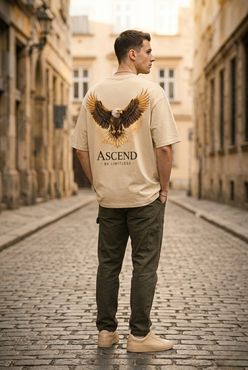 Men’s “Ascend Eagle” Graphic Printed T-Shirt – Premium Cotton | Regular & Oversized Fit