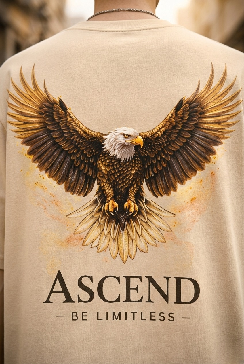 Men’s “Ascend Eagle” Graphic Printed T-Shirt – Premium Cotton | Regular & Oversized Fit
