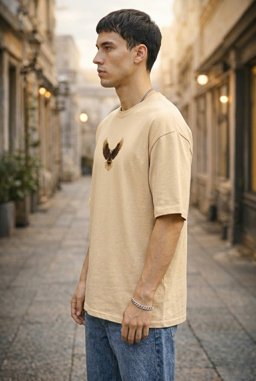 Men’s “Ascend Eagle” Graphic Printed T-Shirt – Premium Cotton | Regular & Oversized Fit