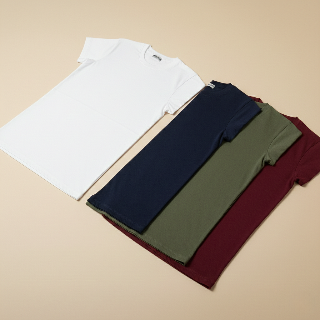 Pack of 4 Oversized t-shirt  (white, navy, olive, maroon)