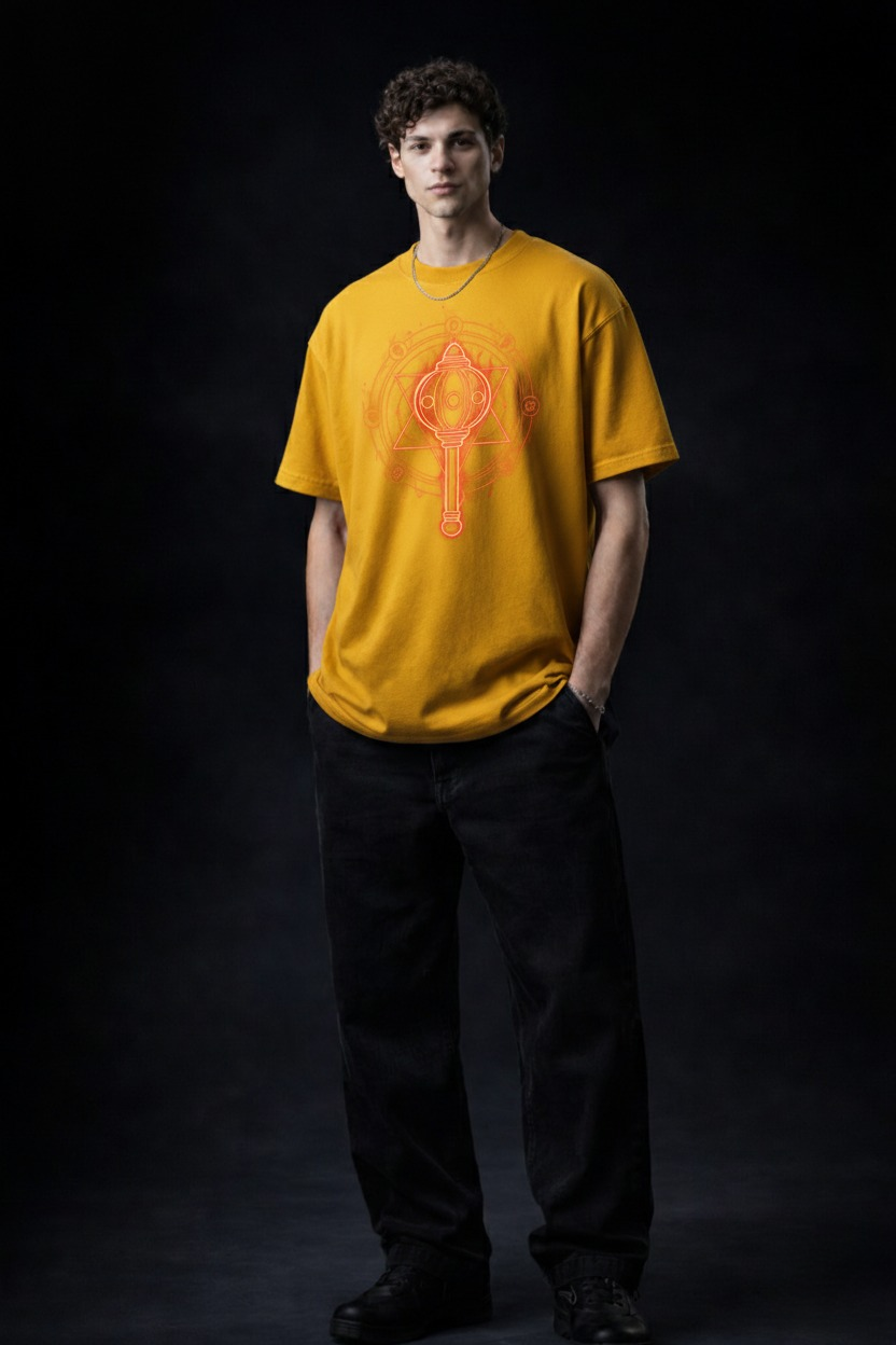 Men’s “Veer Hanumat Gada” Graphic Printed T-Shirt – Premium Cotton | Regular & Oversized Fit