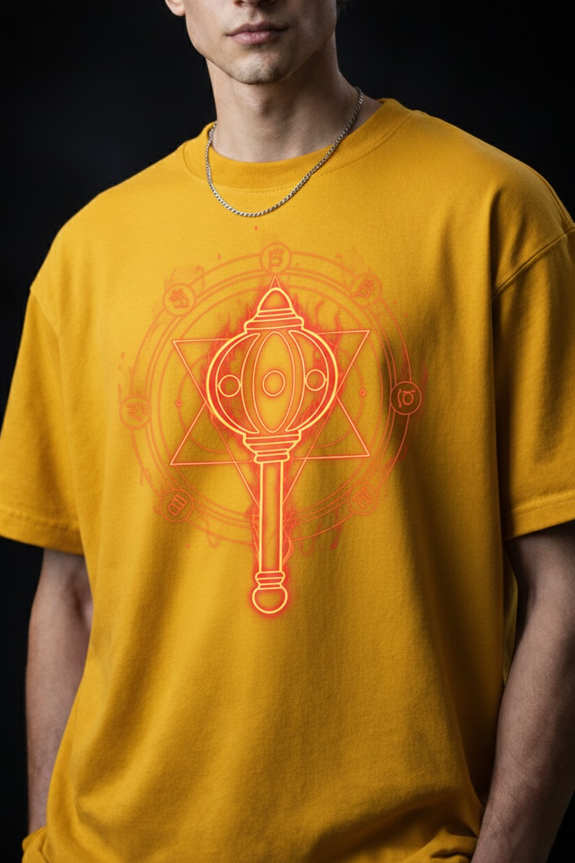 Men’s “Veer Hanumat Gada” Graphic Printed T-Shirt – Premium Cotton | Regular & Oversized Fit