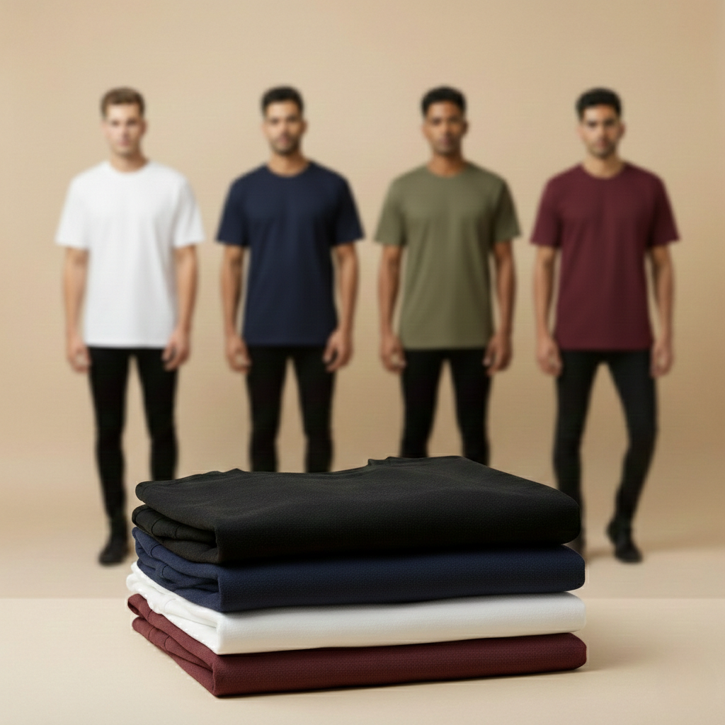 Pack of 4 Oversized t-shirt  (white, navy, olive, maroon)