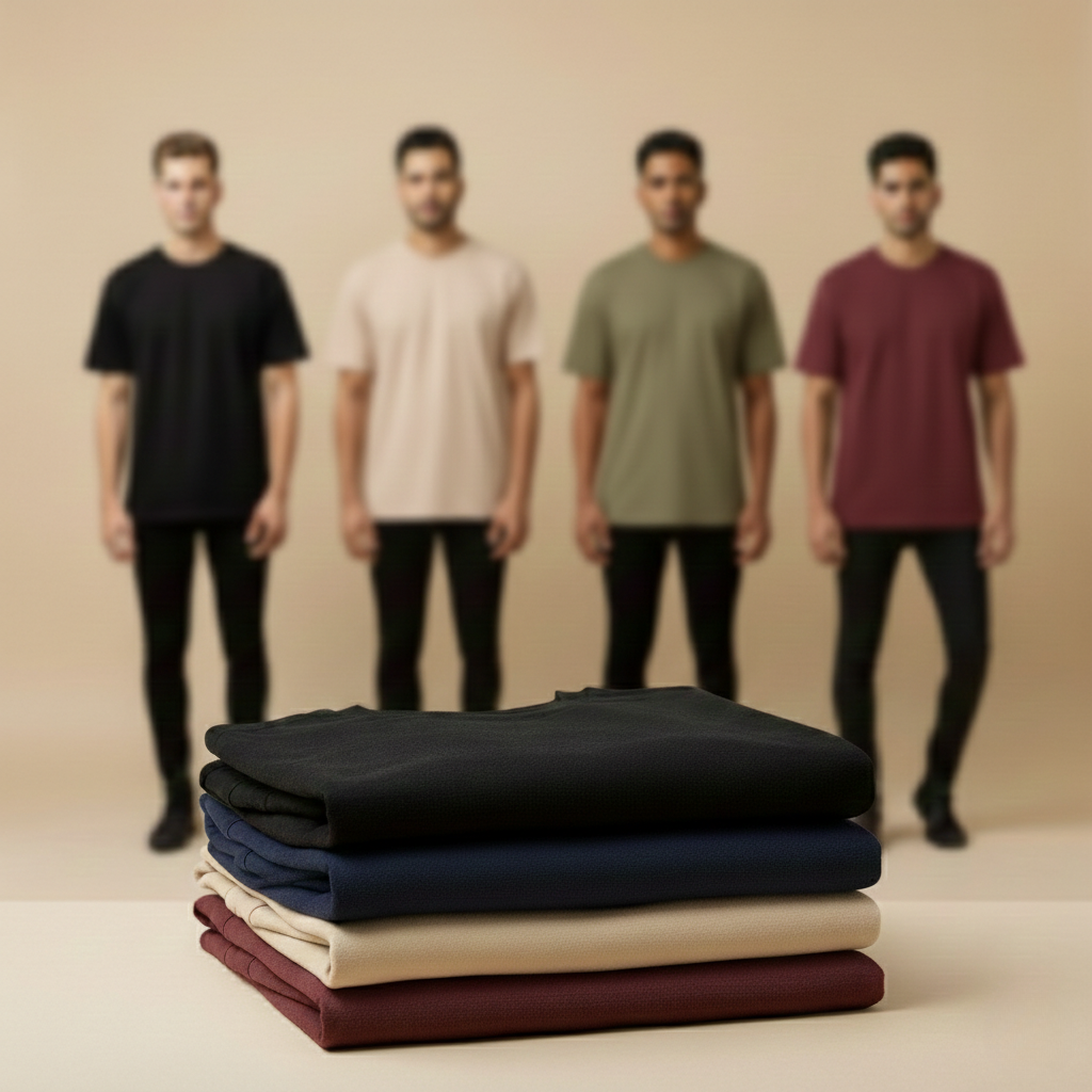 Pack of 4 Oversized t-shirt  (BLACK, BEIGE, OLIVE, MAROON)