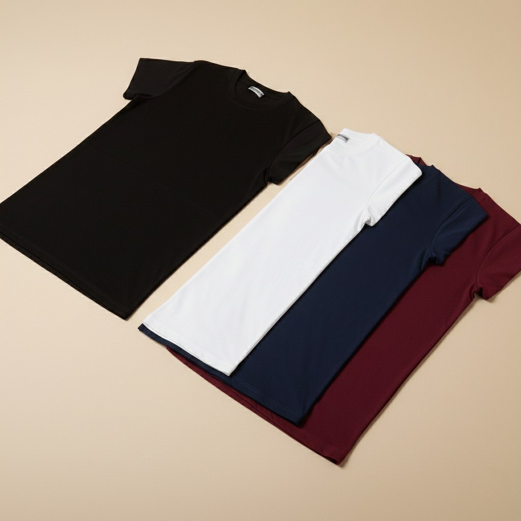 Pack of 4 Oversized t-shirt  (black, white, navy, maroon)