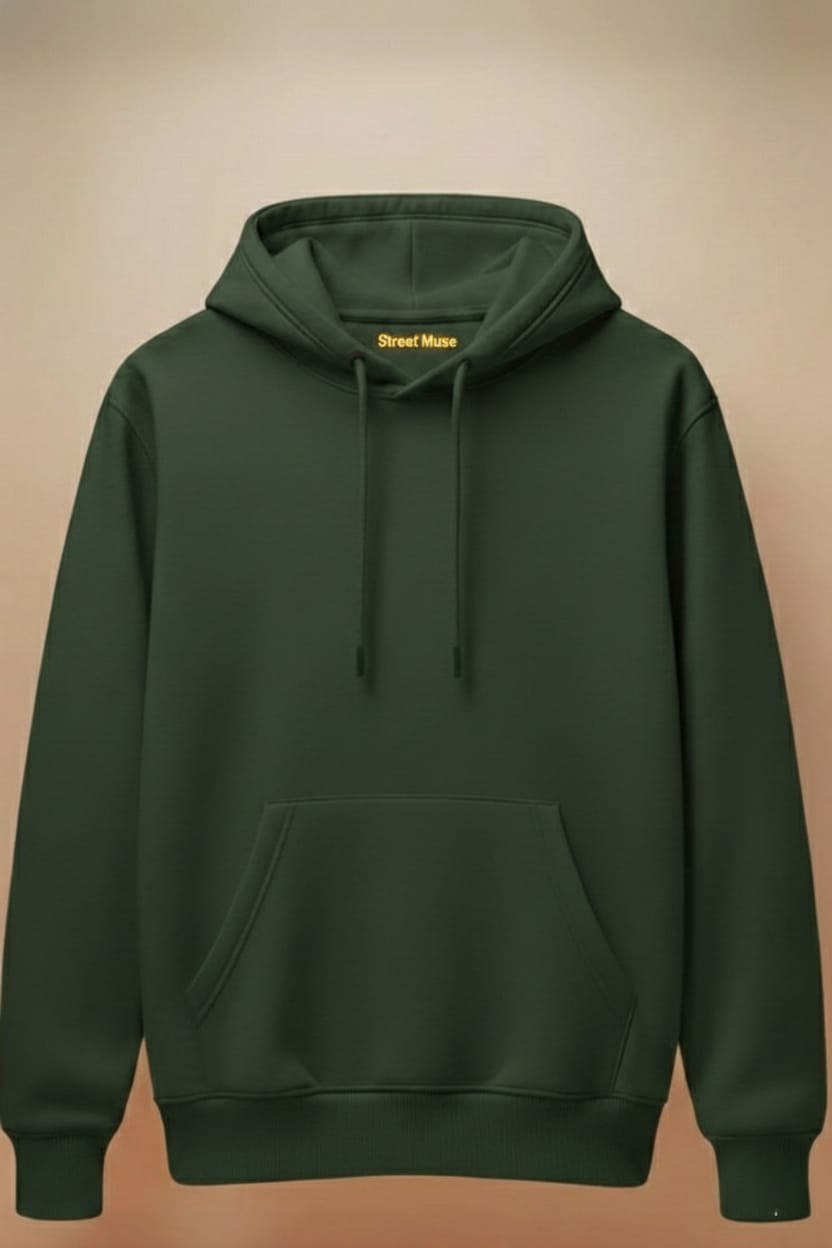 Premium 5-Thread Fleece Hoodie –Dark green |Unisex | Designed for Everyone