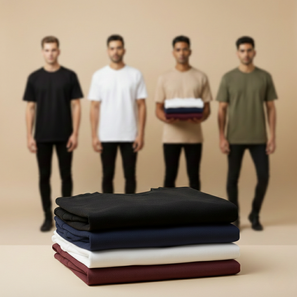 Pack of 4 Oversized t-shirt  (black, white, navy, maroon)