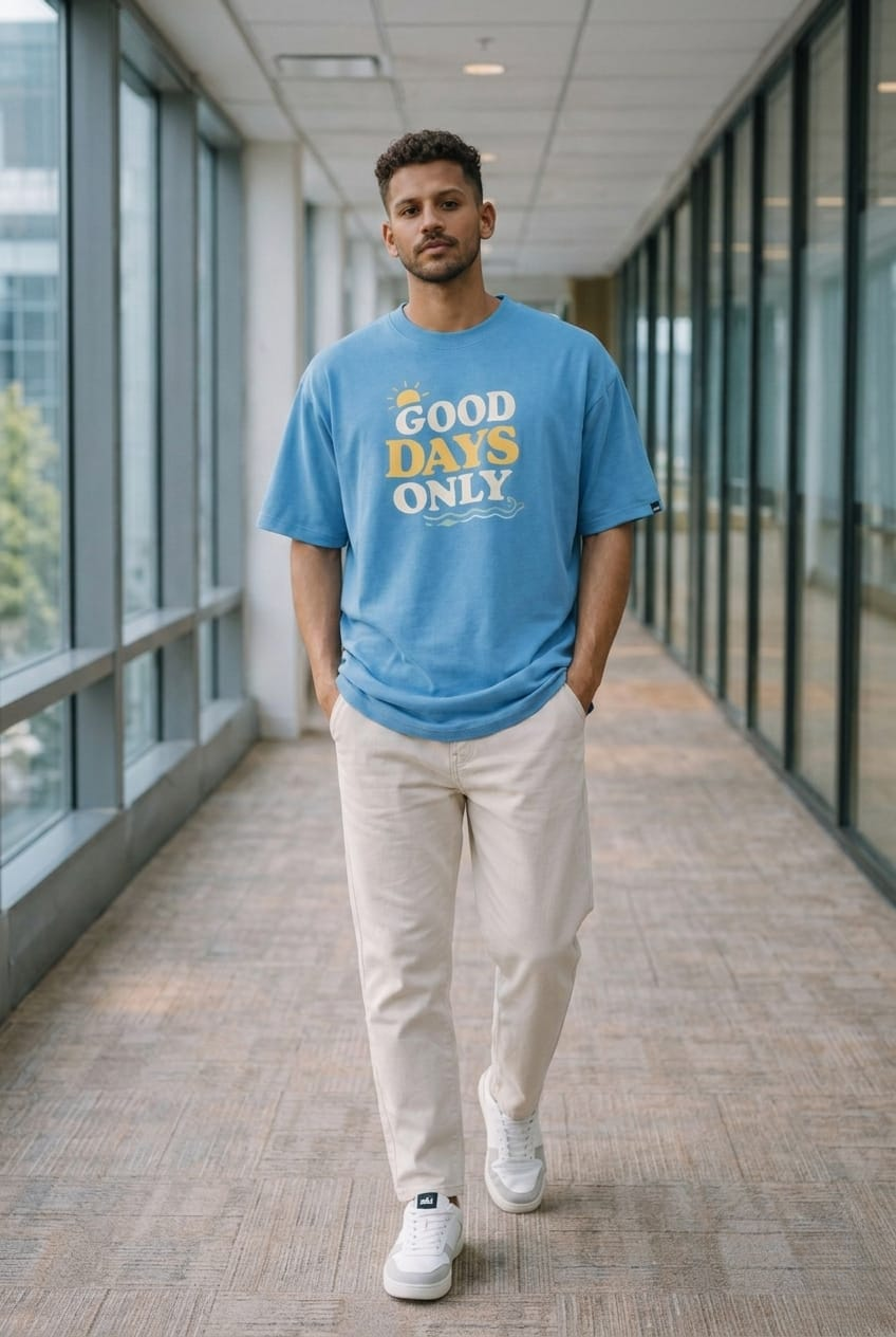 Men’s “Good Days Only” Graphic Printed T-Shirt – Premium Cotton | Regular & Oversized Fit