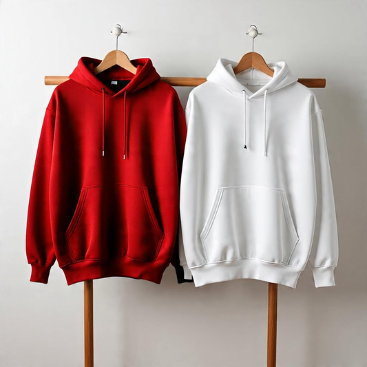Pack of 2 Premium Hoodies – Ultimate Comfort & Style Combo (Red & White)