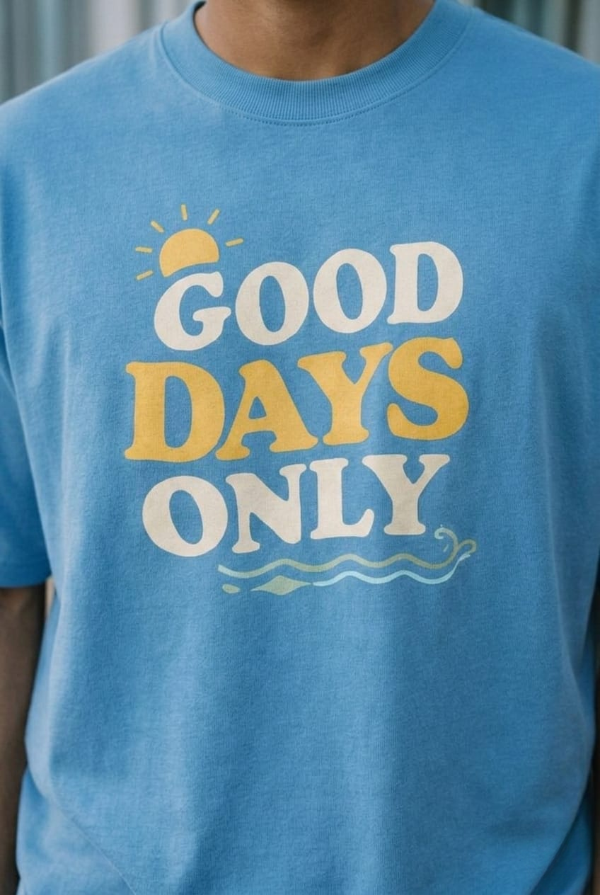 Men’s “Good Days Only” Graphic Printed T-Shirt – Premium Cotton | Regular & Oversized Fit