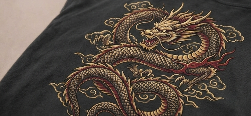 Men’s “CRIMSON DRAGON” Graphic Printed T-Shirt – Premium Cotton | Regular & Oversized Fit