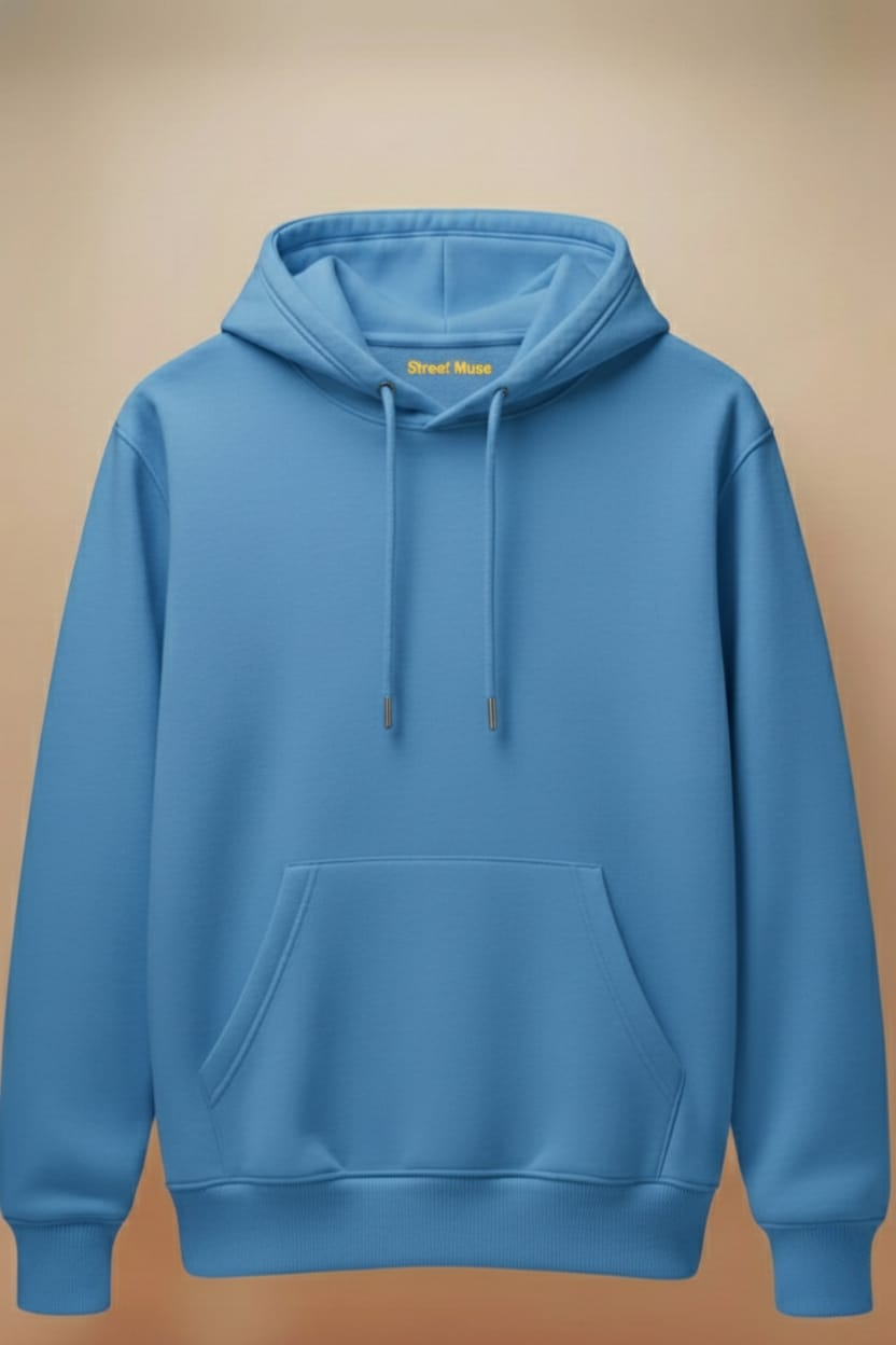 Premium 5-Thread Fleece Hoodie –Sky blue |Unisex | Designed for Everyone