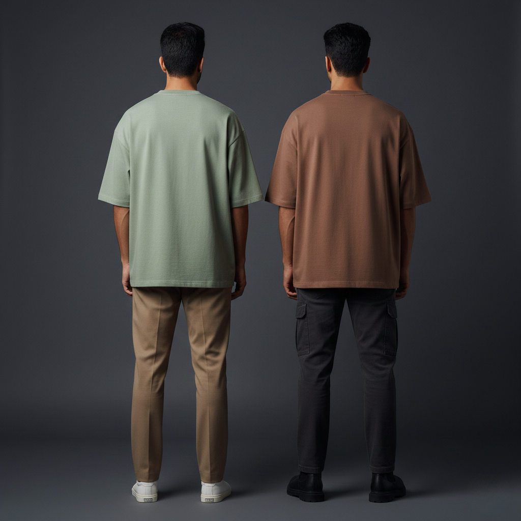 Pack of 2 Oversized t-shirt  (sage green and dusty brown)
