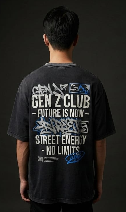 Men’s “GEN Z Club” Graphic Printed T-Shirt – Premium Cotton | Regular & Oversized Fit