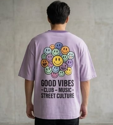 Men’s “Good Vibes” Graphic Printed T-Shirt – Premium Cotton | Regular & Oversized Fit