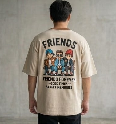 Men’s “Friends Forever Club” Graphic Printed T-Shirt – Premium Cotton | Regular & Oversized Fit