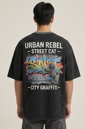 Men’s “Cat Crew” Graphic Printed T-Shirt – Premium Cotton | Regular & Oversized Fit