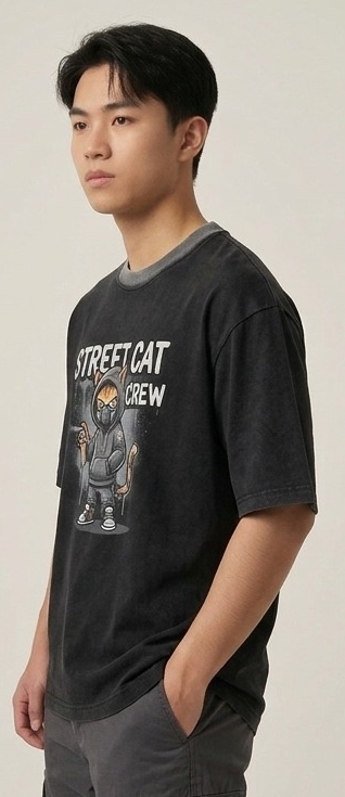 Men’s “Cat Crew” Graphic Printed T-Shirt – Premium Cotton | Regular & Oversized Fit