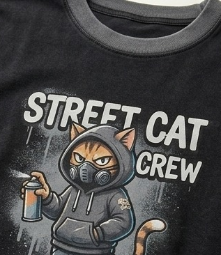 Men’s “Cat Crew” Graphic Printed T-Shirt – Premium Cotton | Regular & Oversized Fit