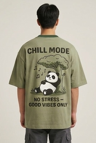 Men’s “Chili Panda Mood” Graphic Printed T-Shirt – Premium Cotton | Regular & Oversized Fit