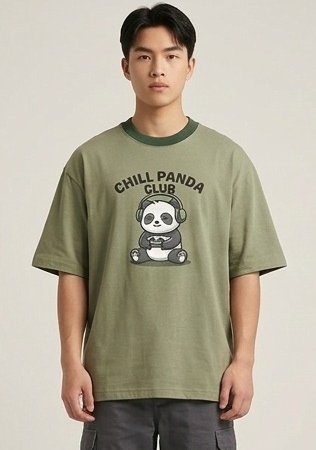Men’s “Chili Panda Mood” Graphic Printed T-Shirt – Premium Cotton | Regular & Oversized Fit