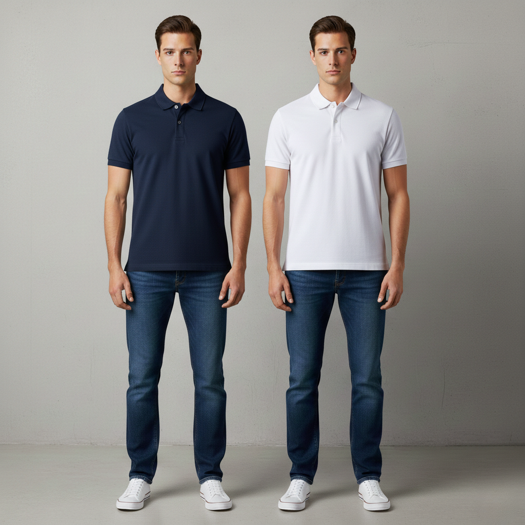 Polo T-Shirts – Pack of 2 (navy and white)
