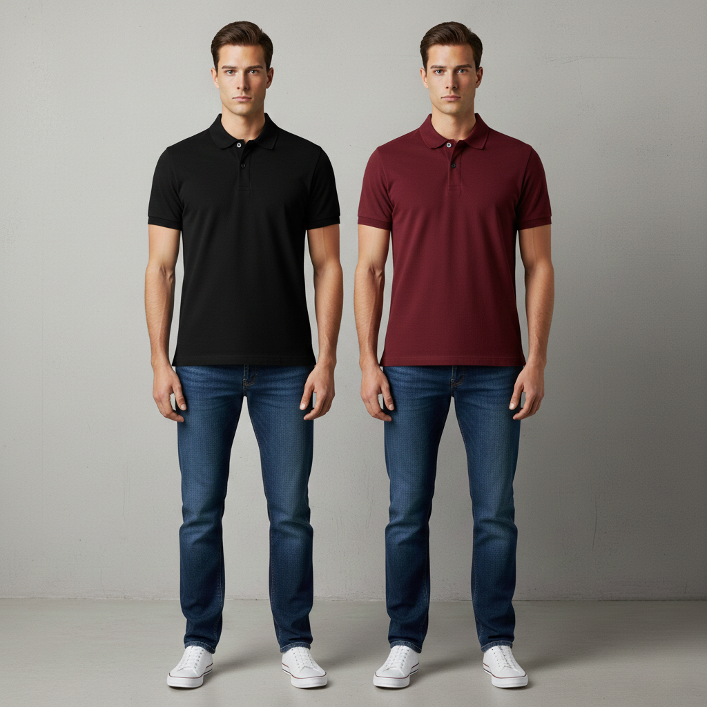 Polo T-Shirts – Pack of 2 (black and maroon)
