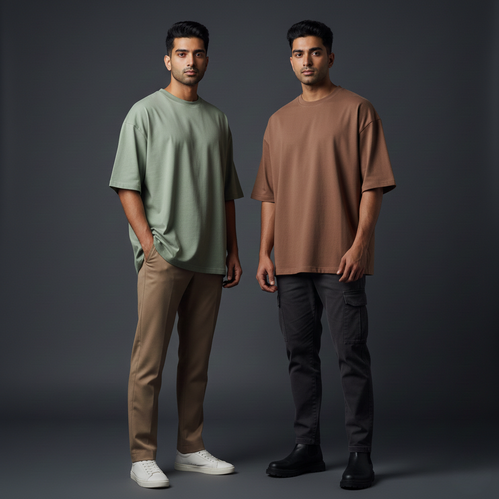 Pack of 2 Oversized t-shirt  (sage green and dusty brown)