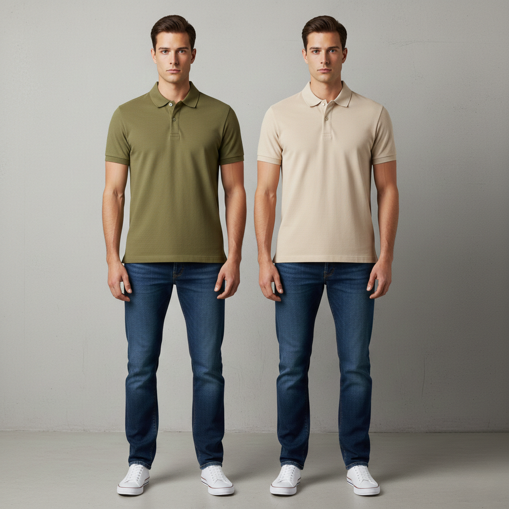 Polo T-Shirts – Pack of 2 (olive and beige )