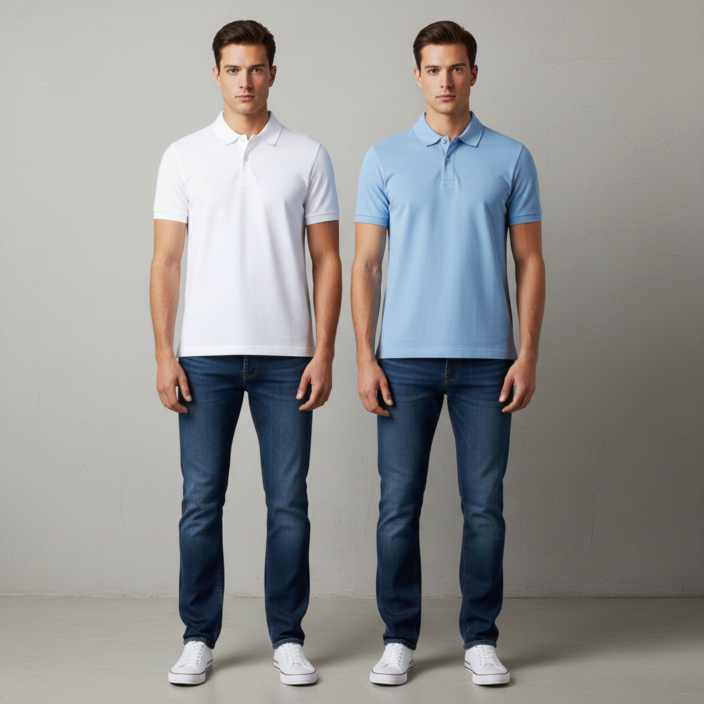 Polo T-Shirts – Pack of 2 (white and sky blue )