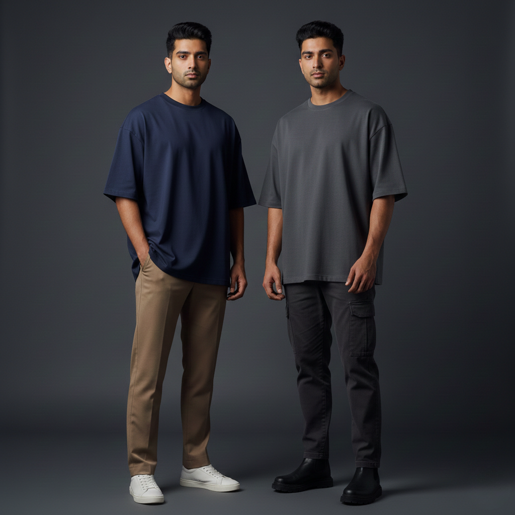 Pack of 2 Oversized t-shirt  (navy and charcoal)