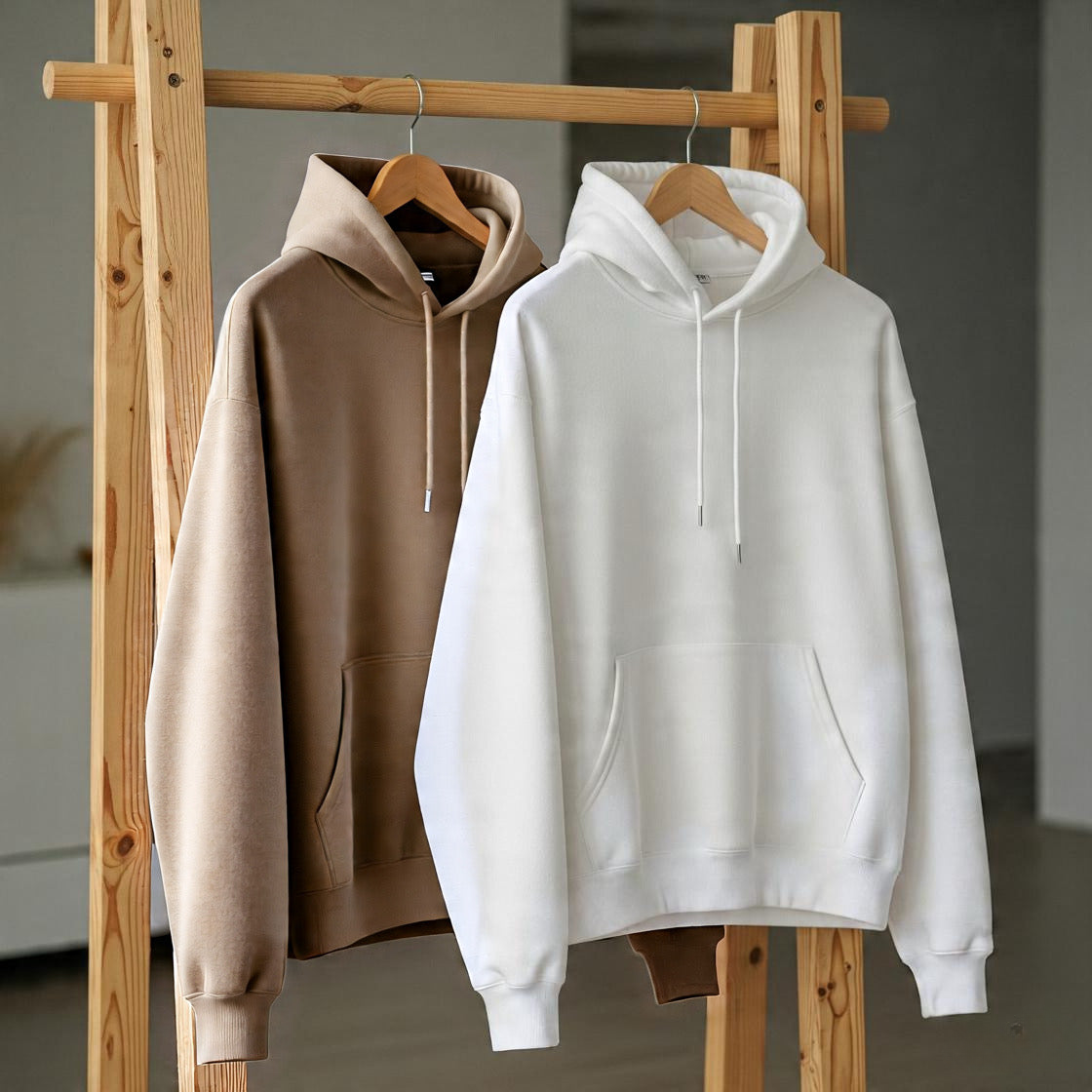 Pack of 2 Premium Hoodies – Ultimate Comfort & Style Combo (White & Beige)