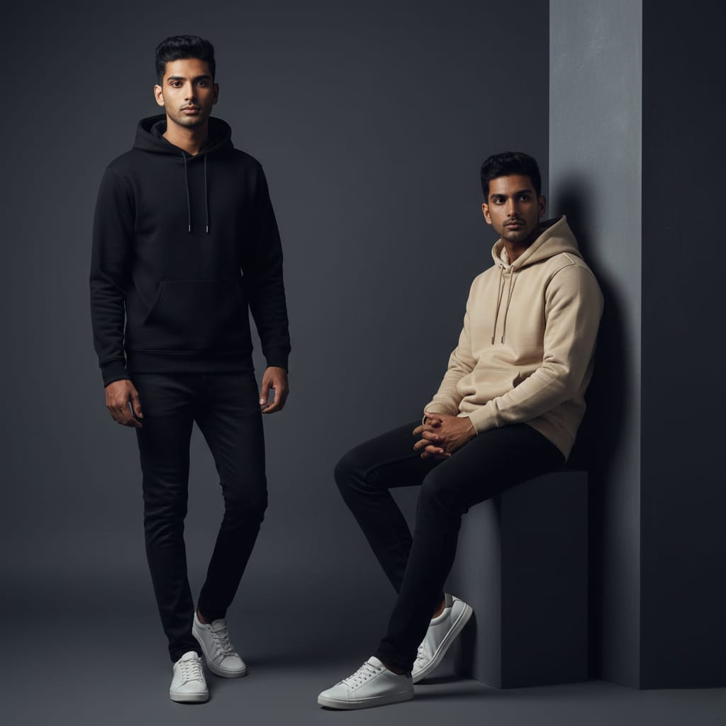 Pack of 2 Premium Hoodies – Ultimate Comfort & Style Combo (Black & Beige)