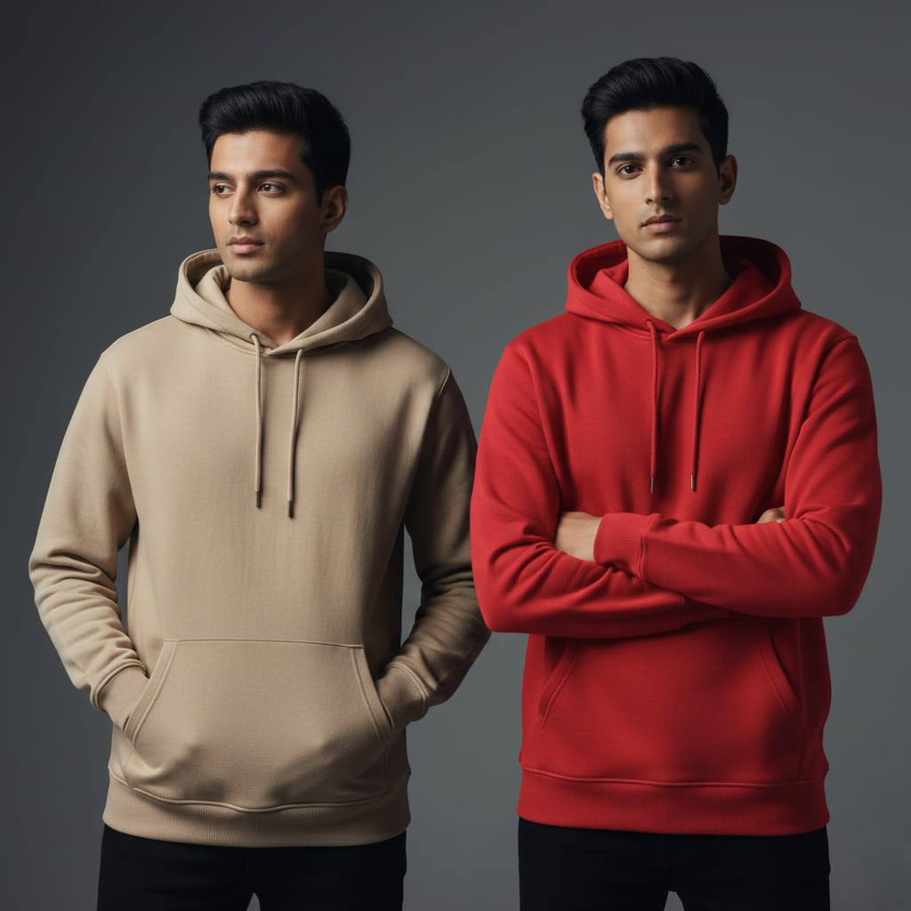 Pack of 2 Premium Hoodies – Ultimate Comfort & Style Combo (Red & beige )