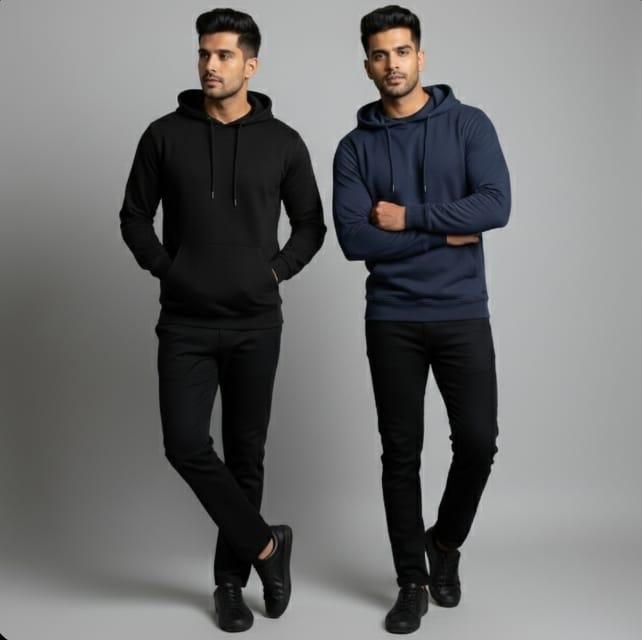 Pack of 2 Premium Hoodies – Ultimate Comfort & Style Combo (Black & Blue)