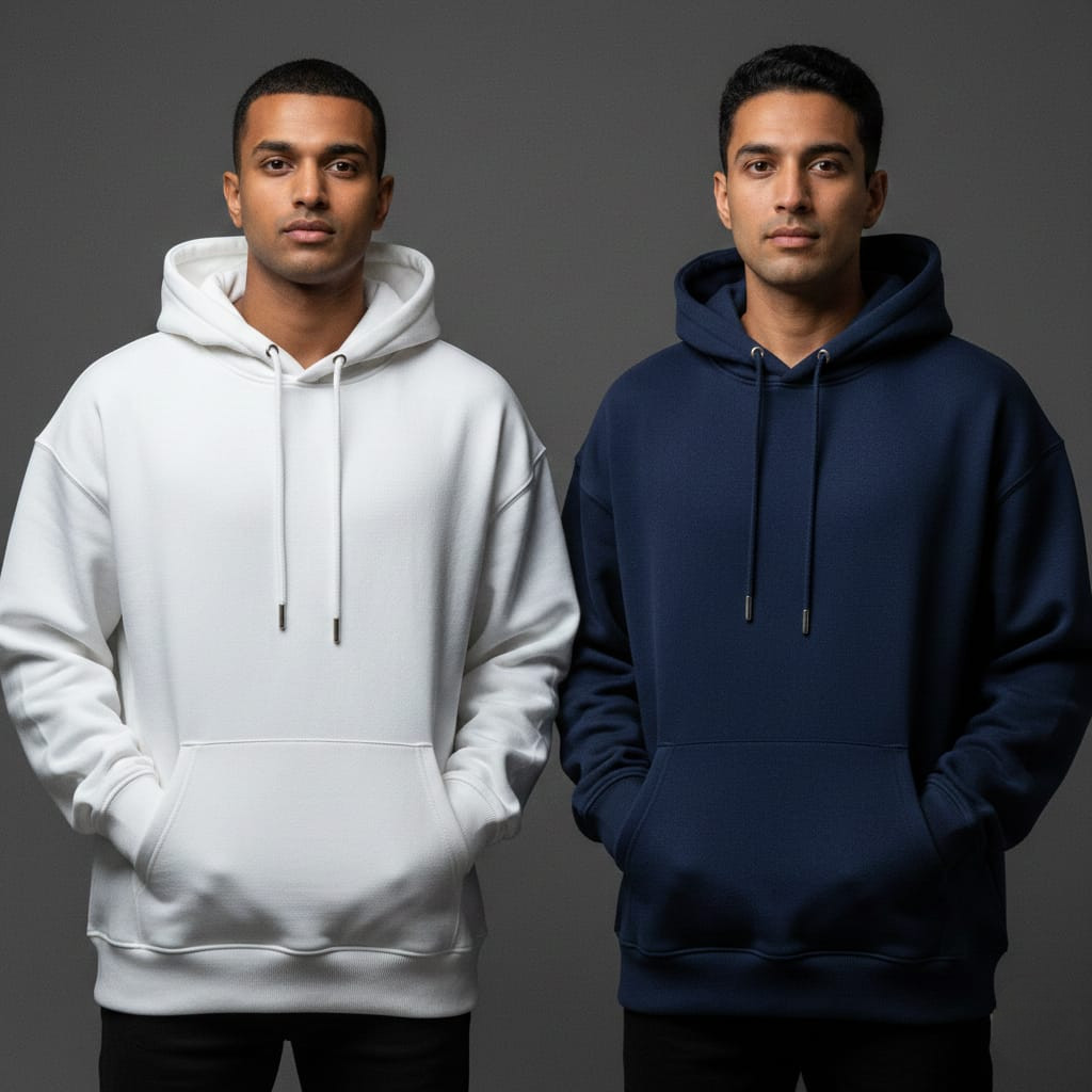 Super Comfy Hoodies – Pack of 2 Combo (White & Blue)