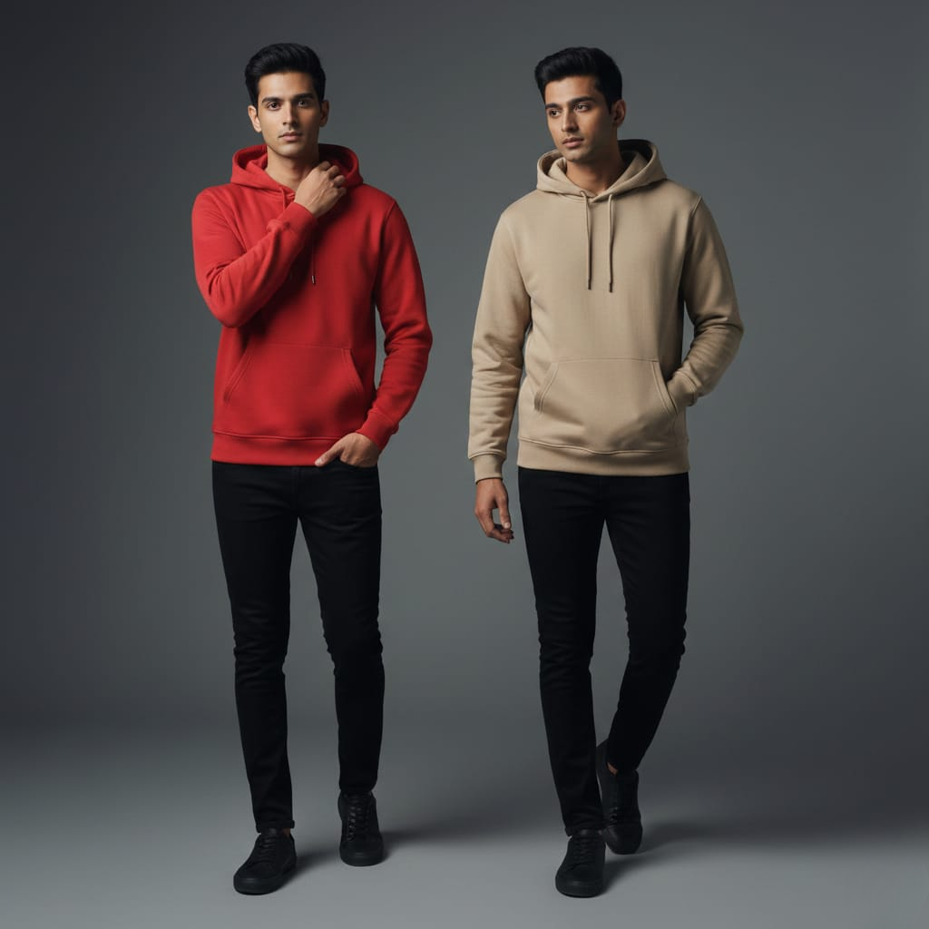 Pack of 2 Premium Hoodies – Ultimate Comfort & Style Combo (Red & beige )