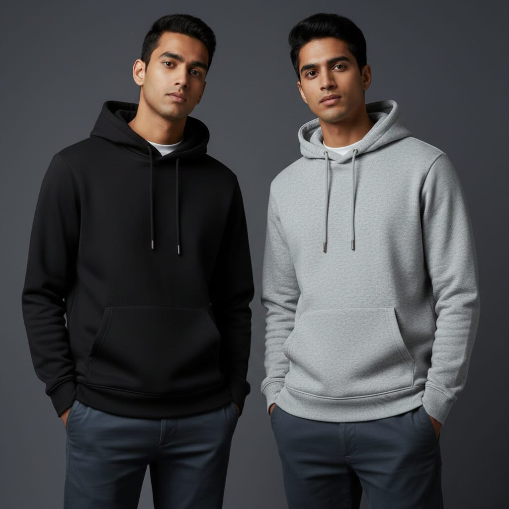 Pack of 2 Premium Hoodies – Ultimate Comfort & Style Combo (Black & Gray)
